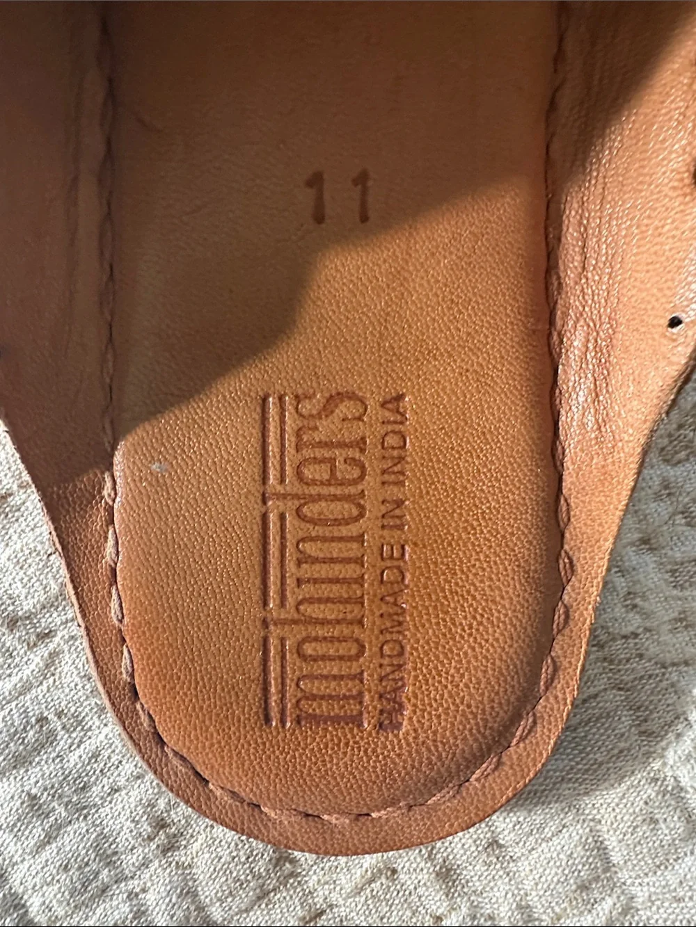 Hand-Tooled Leather Espadrille Mules in Tan